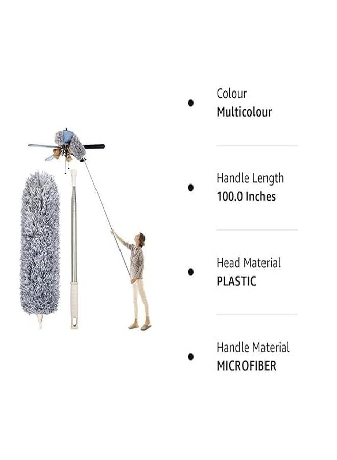 HIMJA Upgraded Long Handle Microfiber Feather Ceiling Duster for Dust Cleaning with extendable Pole with Anti Scratch Bendable Head Brush for Cleaning High Cobweb Stick (Ceiling Duster 1) - Image 5